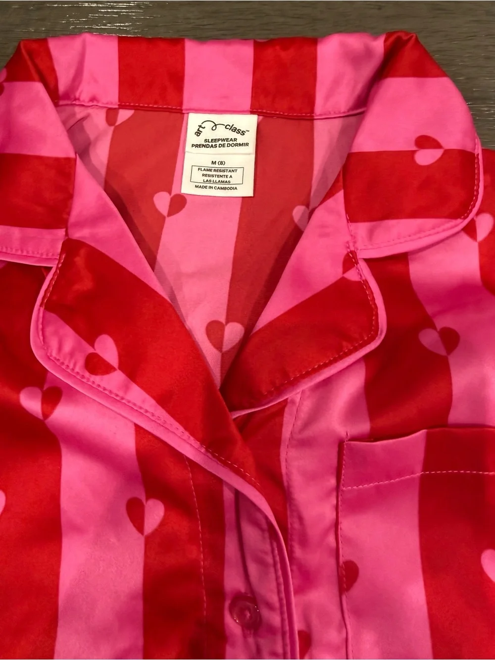 Art class Pink & Red Striped Heart Short Pajama Set